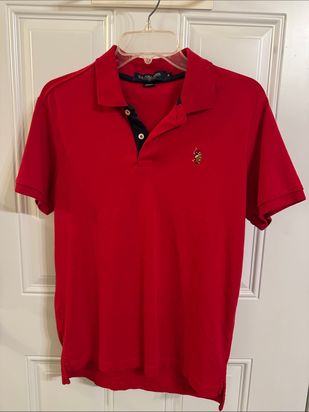 U.S. Polo Assn. Red Men’s Polo with Contrasting Navy Placket